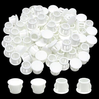 3/8 In/10 mm Plastic Hole Plugs, White Screw Hole Cover Flush Type Snap in Locking Panel Tube Plug Knockout Seal Steel Furniture Cabinet Fencing Post Pipe Insert End Caps, 60PCS - style: 10mm (3/8")