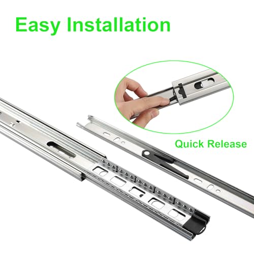 Hitess 10 Pairs of 14 Inch Full Extension Ball Bearing Side Mount Cabinet Drawer Slides,85 LB Load Capacity with Rear Mounting Brackets - size: 14 Inch