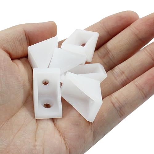 20 Pcs 0.7" White Plastic Right Angle Bracket L Brackets, 90 Degree Corner Brace Corner Support for Wood Shelf Chair Cabinet Box - style: No Screws