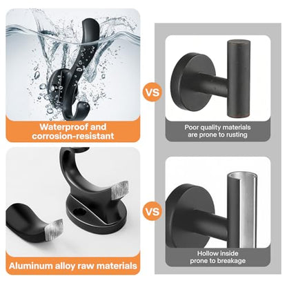 Coat Hooks Heavy Duty - Durable wall Mounted Hooks Aluminum Alloy Towel Hooks for Hanging Towel, Key, Robe, Scarf, Entryway Cubicle Closet Mudroom Bathroom Garage (4 Pack-Black) - color: 4 Pack-Black