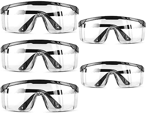 Safety Glasses, Anti-Fog Glasses Eye Protection UV Protective Safety Goggles for Yard work, Gardening, Lawn mowing, Weed whacking,lab - color: 5 Pcs Black