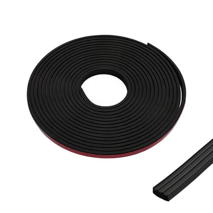 Ribbed Rubber Weather Stripping 1/2" Wide X 25FT EPDM Adhesive Seal Strip, Rectangle Rubber Seal for RV Window, Garage Door Weather Stripping, Trailer Door Seal, Car Door Seal