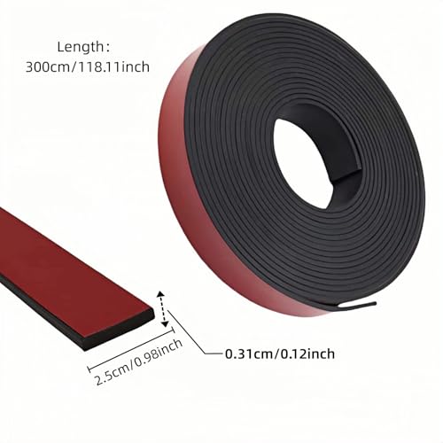 1" x 1/8" Thick Self-Adhesive Rubber Strip - Heavy Duty Weather Stripping,Soundproofing,Anti-Slip Tape for Doors,Vibration Proof for HVAC,Electrical Cabinet，Windows,Cars,Flooring (10ft Black)