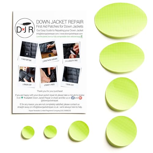 Down Jacket Repair Patches - Self-Adhesive Down Jacket Repair Patches | Waterproof, Tear-Resistant, Pre-Cut Patches | 7-Piece Set for Outdoor Gear, Sleeping Bags & Tent - color: Acid Yellow