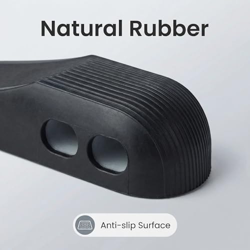 Rubber Door Stoppers for Bottom of Door, Door Stop Wedge with Self Adhesive Holder, Heavy Duty Doorstops 2 Pack, Wall Protector for Home & Office & School & Commercial Doorstop (Black)