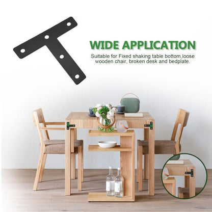 Uenhoy 10 Pcs T Shape Flat Mending Plates 80mm x 80mm (3.15" x 3.15") T Corner Braces T Bracket Connector Fixing Repair Plates for Furniture, Black - size: 80x80mm/3.15"x3.15", style: T Shape