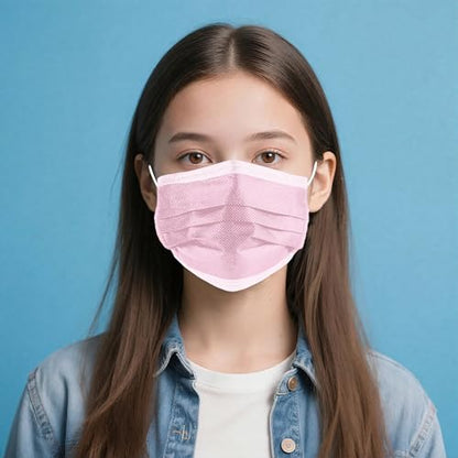 NNPCBT Pink Disposable Face Masks 125 Pack,3-Ply Breathable Mask For Adults,Great For Outdoors,Home, Office, School - color: Adult-125 Pack-pink