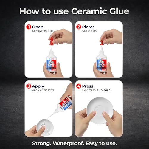 Adhesive Guru Ceramic Glue (0.7 oz) Super Glue for Pottery, Porcelain & China Repairs, Waterproof and Odorless After Cure, Non-Toxic, Temperature Resistant, Compatible with Aerosol Activator – 1 Pack - size: 1 Pack, style: Ceramic Glue