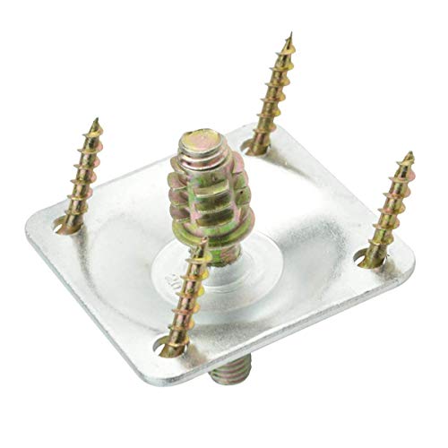 4Pcs Furniture Leg Mounting Plates Kit with M8 Hanger Bolts & Adapters - Heavy Duty T-Plate Repair Kit for Sofa,Couch,Chair,Ottoman, Table Legs, 2"x2" Metal Brackets for Wobbly Furniture Fix - color: Silver
