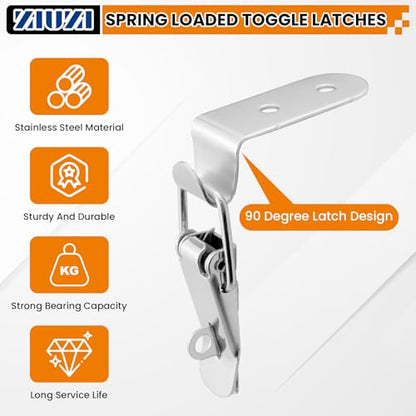 4PCS 90-Degree Angle Latch, Stainless Steel Corner Latch with Keyhole, Tool Box Hood Clasp Buckle Lock Latch with Screws for Case Box Closet - size: 4 Pack