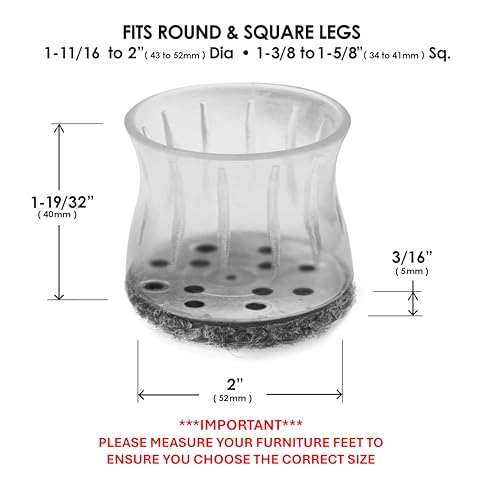 Slipstick GorillaOutdoor Berber Furniture Feet Pads with Clear Sleeve Sock (4 Pack) Outdoor Furniture Sliders for Round & Square Legs, XL - size: Universal XL