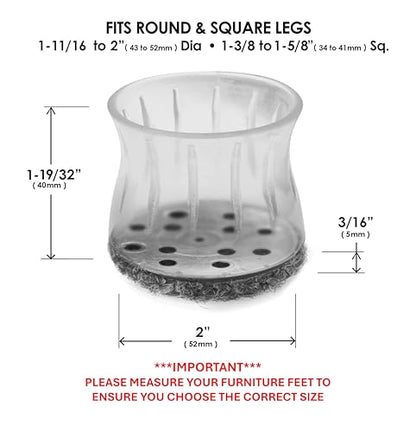 Slipstick GorillaOutdoor Berber Furniture Feet Pads with Clear Sleeve Sock (4 Pack) Outdoor Furniture Sliders for Round & Square Legs, XL - size: Universal XL