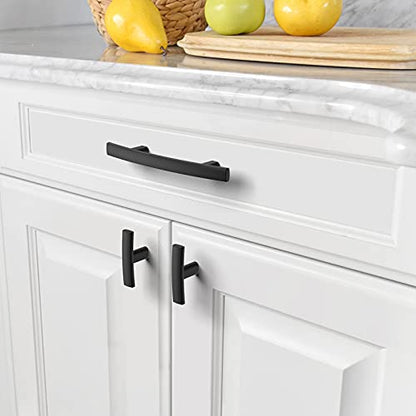 Amerdeco 10 Pack Matte Black Cabinet Knobs Single Hole Cabinet Handles 2 Inch Solid Zinc Alloy Cupboard Drawer Knobs Kitchen Cabinet Knobs T Bar Hardware ZH0003MBK - color: Matte Black, size: Knobs