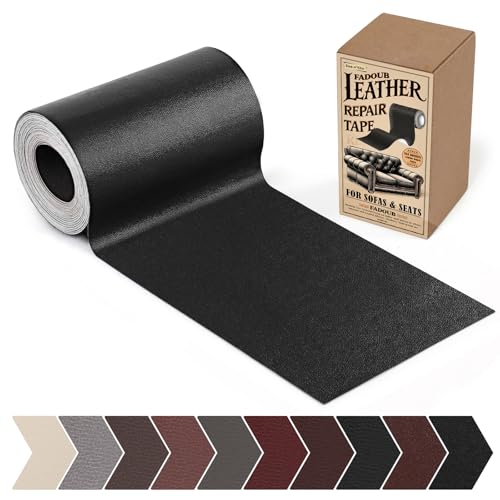 Fadoub Leather Repair Patch, 4 x 63In Self Adhesive Leather Repair Tape for Furniture, Vinyl Repair Tape for Repairing Vinyl, Couch, Sofa, Car Seats, Car Interior (Black-Fine Grain) - color: Black, size: Fine Grain 4 x 63 In