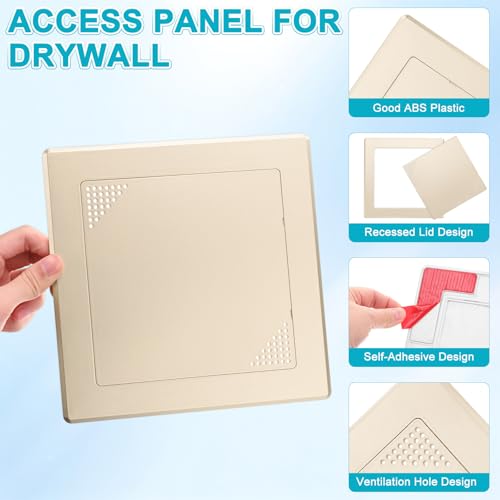 M METERXITY 1-Pack Access Panel for Drywall, 6x6 Inch Plastic Self Adhesive Wall Hole Cover Access Doors for Wiring Cable/Ceiling, Removable Plumbing Wall Panel [Gold Tone, Vented Square] - color: Gold Tone