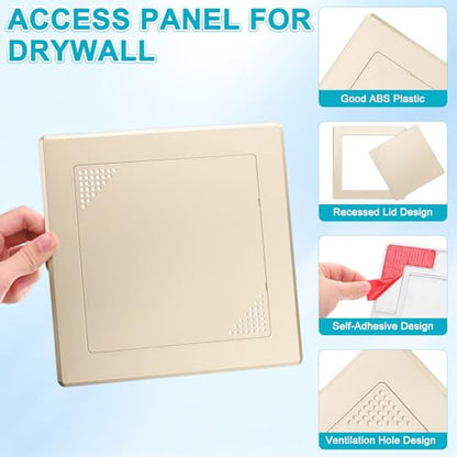 M METERXITY 1-Pack Access Panel for Drywall, 6x6 Inch Plastic Self Adhesive Wall Hole Cover Access Doors for Wiring Cable/Ceiling, Removable Plumbing Wall Panel [Gold Tone, Vented Square] - color: Gold Tone