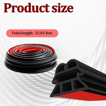 Car Door Seal Strip, 32.8FT Thickened Rubber 3-Layer Soundproof Vehicle Window Weather Stripping, Noise Insulation Auto Seal Weatherstrip Edge Protector Trim, Universal for Vehicle - color: 3-Layer/32.8FT