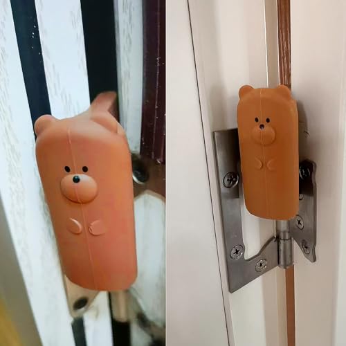 Door Pinch Guard,Slam Stoppers,Soft Stopper Hinge,Hanging Rubber Wedge,Brown,2PCS - color: Brownx2