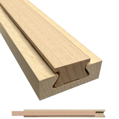 Wood Drawer Slides Classic Guide Center Mount Track 15.7 Inches, Wooden Undermount Drawer Glides Bottom Rails Replacement Kit(L002-16In)