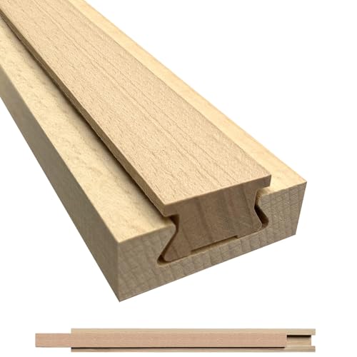 Wood Drawer Slides Classic Guide Center Mount Track 15.7 Inches, Wooden Undermount Drawer Glides Bottom Rails Replacement Kit(L002-16In)