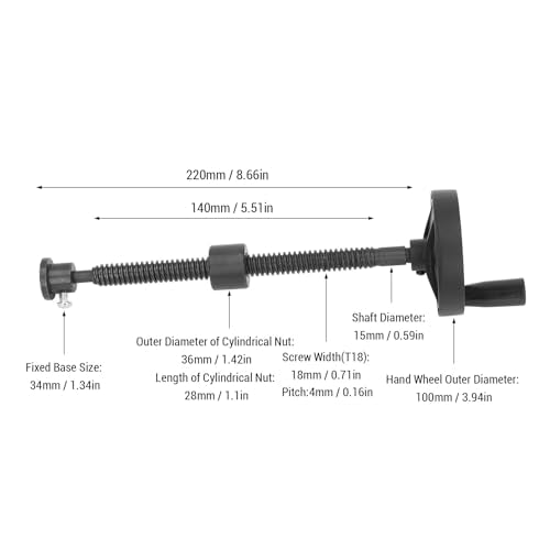 Workbench Vise Screw, T18 Self Locking Good Bearing Bench Screw with 100mm Handwheel, Heavy Duty DIY Vise Tool, Woodworking Machinery Press Clamp for Woodworking Projects (Black) - size: 220mm