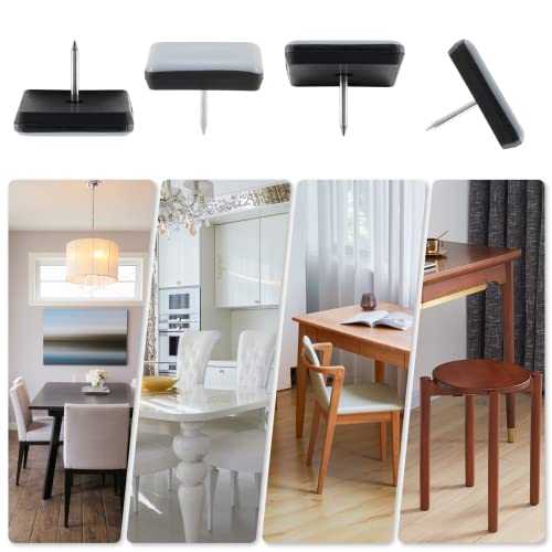 20pcs 1-3/16" (30mm) Nail on Furniture Sliders, Square Teflon Chair Feet Glides, Furniture Feet Glides Chair Leg Floor Protectors, Moving Sliders for Carpet, Cupboard (Grey, Black) - size: 1-3/16 inch (30mm)-20pcs