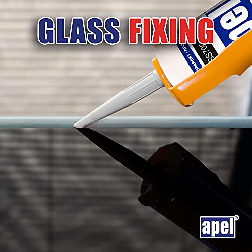 apel All Purpose Clear Silicone Sealant Waterproof (12 x 10.5 fl.oz.), 100% Silicone Caulk, Weatherproof & Flexible Adhesive Sealant for Indoor and Outdoor Use, Transparent - 12 Pack