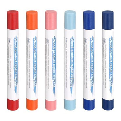 HARFINGTON Wood Filler Sticks 6 Colors Wooden Wax Touch Up Furniture Repair Crayons for Jewel Blue, Navy Blue, Blue, Orange, Dark Red, Pink - color: Jewel Tones Series