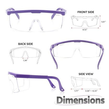 UKNOW Safety Glasses 2 Pack - Anti Fog Safety Goggles ANSI Z87.1 - Adjustable Protective Eyewear - Clear Lens Lab Goggles - color: Purple