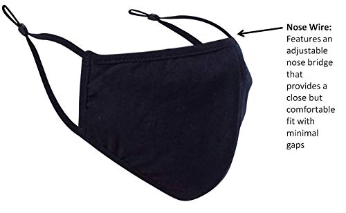 Simlu 20 Pack Premium Fabric Face Mask Reusable with Adjustable Elastic, 2 Layer,Cotton, Breathable, Nose Wire Black Cloth face Mask Washable Fits Men Women and Kids Made In USA… - color: 20 Pack