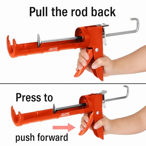 ADAK - Professional Caulking Gun, 10:1 Thrust Ratio, Caulking Gun No Drip, Hand Tool for Silicone & Sealant Application, Smooth Pressure Caulk Gun, Caulking Gun Tool (Orange) - color: Orange