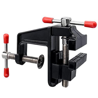 Mesee Universal Mini Table Bench Vice Small Walnut Clamps Workbench Carving Drill Press Clamping Vise for Jewelry Nuclear Watch Repairing DIY Craft Sculpture Clip On Tool - Black