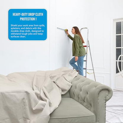 Canvas Drop Cloth - Durable Protection for Painting and Home Projects (6/9-PACK-2) - color: Beige, size: 6/9-PACK-2
