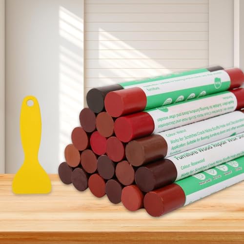 Furniture Markers Touch Up, 20 Colors Wood Filler Sticks, Wood Wax Crayons for Repairing Scratches, Scuffs, Cracks, Holes on Furniture, Floors, Cabinets, Tables, and Doors - Red Series - color: Red Series