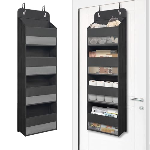 Giraffe Creation Over Door Organizer with 4 Large Capacity Pockets, Heavy Duty Hanging Organizer Storage for Closet Bathroom Nursery Bedroom Dorm, Toys Cosmetics Sundries and Baby Essentials, Black - color: Original Black