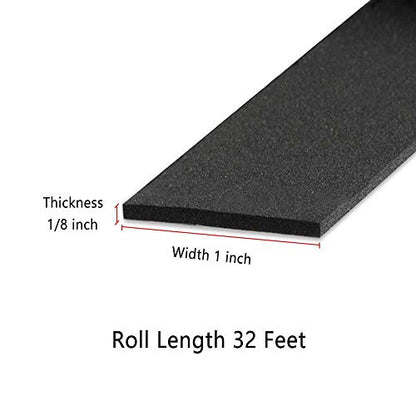 Adhesive Foam Strips -1" W x 1/8" T- Neoprene Weather Stripping High Density Foam Tape Seal for Doors and Windows Insulation - size: 1in x 1/8in - 32ft