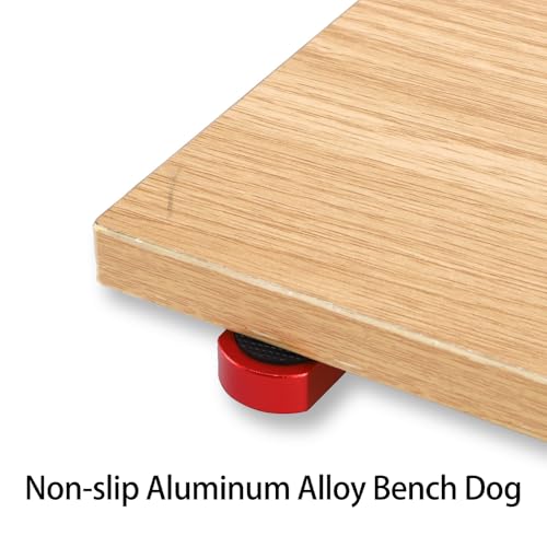 SOUJOY 6 Pack Bench Dogs, 3/4 inch Aluminum Alloy Bench Dog Stops with Non-Slip Pads, Woodworking Bench Dog Clamp for MFT Tables and DIY Projects, Red