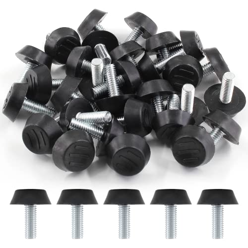 Zorfeter 30 Pcs Screw in Threaded Furniture Adjustable Levelers, M6 Leveling Feet Patio Furniture Glide Leveling Feet for Table, Chair, Furniture Legs (M6 x 15mm) - size: M6 x 15mm