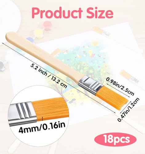 Small Paint Brushes for Crafts, 18 Pcs Small Paint Brush Set Wood Handle Paints Brushes for Walls, Touch Up, Cabinets, Fences, Edge Painting Tool
