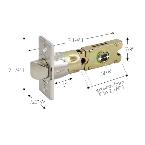 Design House Passage Door Latch, 6-Way Adjustable Fit, Square Spindle, Emblem Series Locksets, Easy Assembly, Satin Nickel Finish, 3.25 in. L x 1.05 in. W x 2.25 in. H, 582213 - color: Satin Nickel
