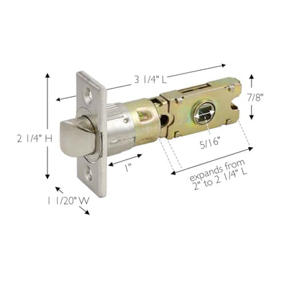 Design House Passage Door Latch, 6-Way Adjustable Fit, Square Spindle, Emblem Series Locksets, Easy Assembly, Satin Nickel Finish, 3.25 in. L x 1.05 in. W x 2.25 in. H, 582213 - color: Satin Nickel