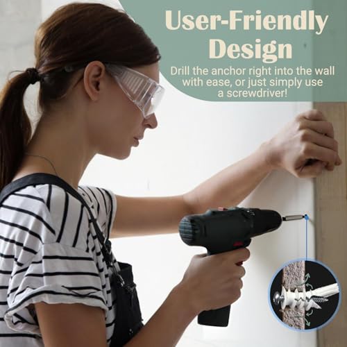 Reinforced Nylon 66 Drywall Anchors 90lb Limit, Self Drilling, Home Improvement Value Pack for Home Projects & Picture Hanging Kit, 25 Plastic Dry Wall Expansion Anchors and 25 Sheetrock Screws - style: 25 Pack