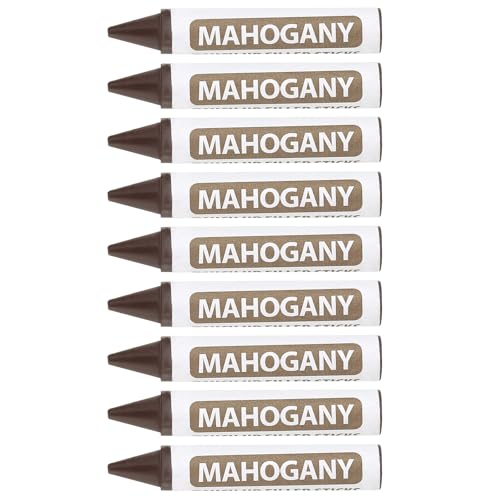 PATIKIL Furniture Markers Touch Up, 9Pcs Wax Wood Filler Sticks Furniture Repair Crayons for Scratches Wood Floor Holes Tables, Mahogany - color: Brown