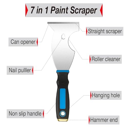 3 Inch Paint Scraper Tool - 3 pcs Multi-Purpose Putty Knife with Non-Slip Rubber Grip Putty Knives for Drywall Repair, Wallpaper Removal, Paint Application, Applying Putty, Plaster - color: 3 Pack, 3 Inch