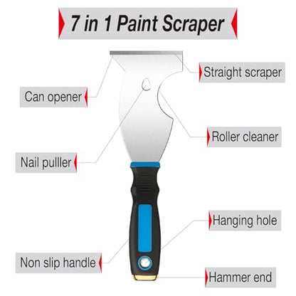 3 Inch Paint Scraper Tool - 3 pcs Multi-Purpose Putty Knife with Non-Slip Rubber Grip Putty Knives for Drywall Repair, Wallpaper Removal, Paint Application, Applying Putty, Plaster - color: 3 Pack, 3 Inch
