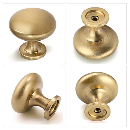 Solid Brass Cabinet Knobs 15 Pack, Brushed Gold Drawer Knobs, Antique Brass Dresser Knobs, Warm Gold Kitchen Furniture Hardware, Diameter 1-1/5" - color: Warm Gold