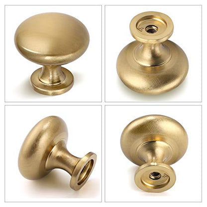 Solid Brass Cabinet Knobs 15 Pack, Brushed Gold Drawer Knobs, Antique Brass Dresser Knobs, Warm Gold Kitchen Furniture Hardware, Diameter 1-1/5" - color: Warm Gold