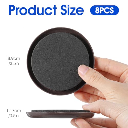 8 PCS Furniture Sliders for Carpet, Round Plastic Moving Slider, 3.5 Inch Furniture Sliders for Hardwood Floors on Carpet Protectors(Brown) - style: Round