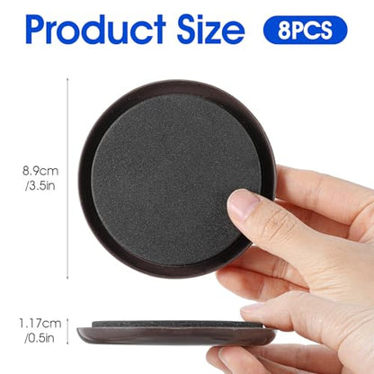 8 PCS Furniture Sliders for Carpet, Round Plastic Moving Slider, 3.5 Inch Furniture Sliders for Hardwood Floors on Carpet Protectors(Brown) - style: Round