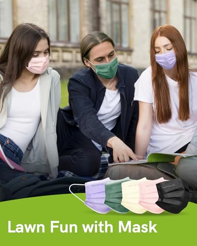 FriCARE Made in USA Disposable Face Masks, 3-Ply ASTM Level 3 Medical Grade, Breathable & Comfortable for Adult Daily Work/Sun Protection, 50 Pack Peacock Majesty - color: Peacock Majesty